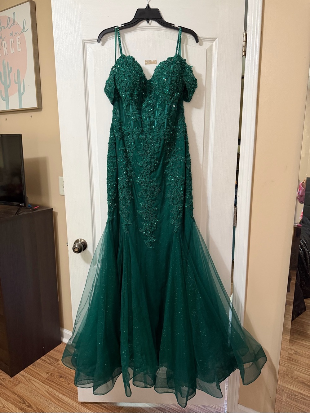 Emerald Green Beaded Mermaid Prom Dress
